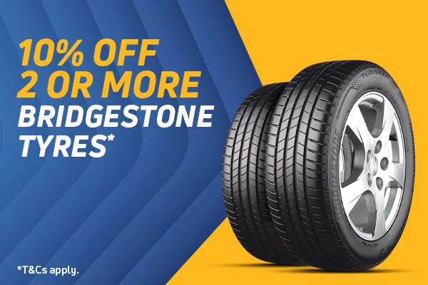 10% off 2 Bridgestone Tyres
